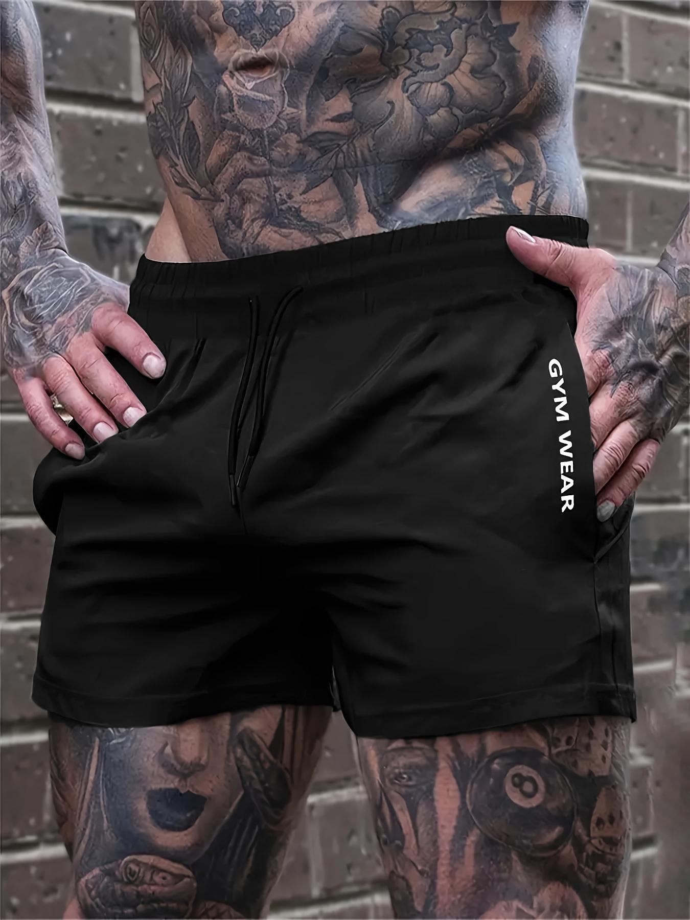Men's Letter Print Leisure Shorts, Casual Comfy Breathable Athletic Shorts for Summer, Shorts for Men, Men's Bottoms for Daily Wear, Men Shorts, Jogging Shorts, Breathable Fitness Shorts, Summer Sports Shorts