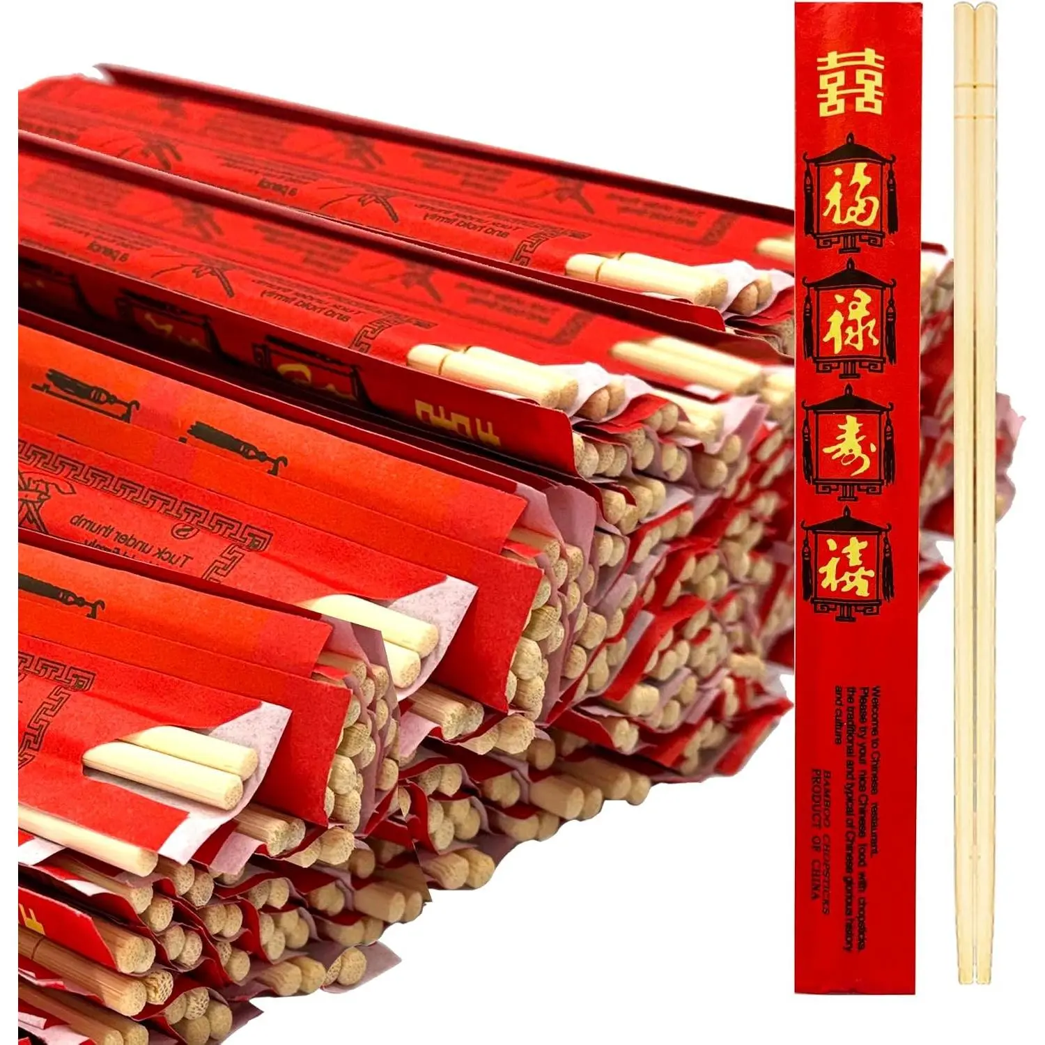 200 Sets 9'' Long Disposable Bamboo Wooden Chopsticks Bulk Individually Wrapped Japanese Chinese Chopsticks