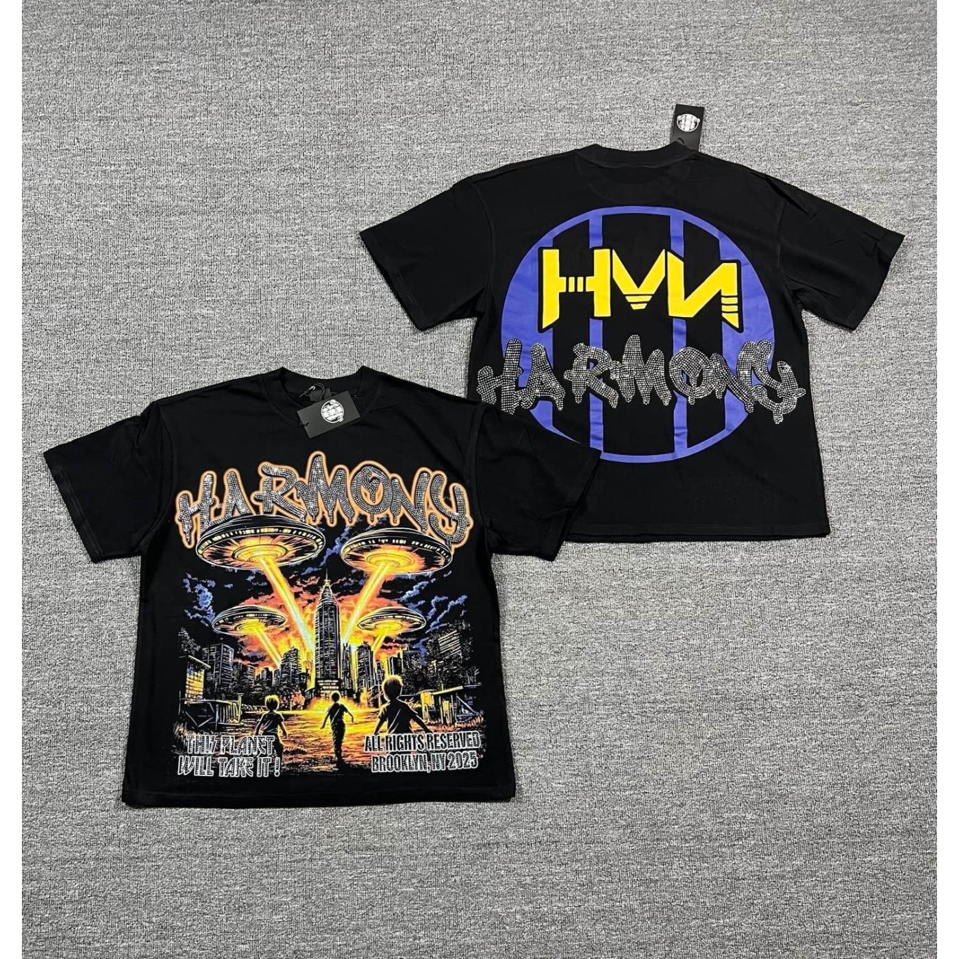 Y2K Vintage Washed Streetwear T-Shirt, Shiny Rhinestone Diamond Graphic, Crew Neck Cotton Oversized Short Sleeve Hip Hop Tee For Men