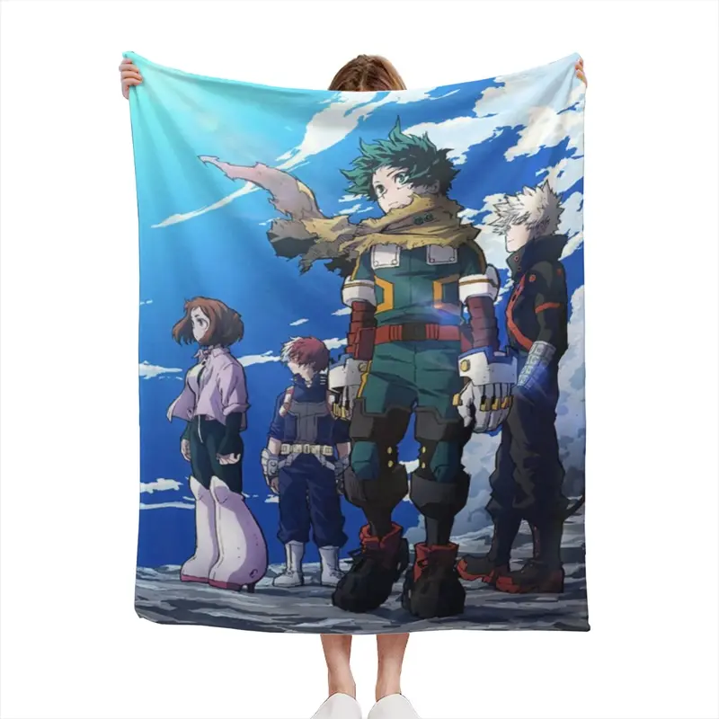 My Hero Acade-mia Deku Bakugo Todoroki Uraraka Group Art Throw Blanket Japanese Anime Graphic Soft Warm Microfiber Fleece Blanket Bed Couch Decor Inch