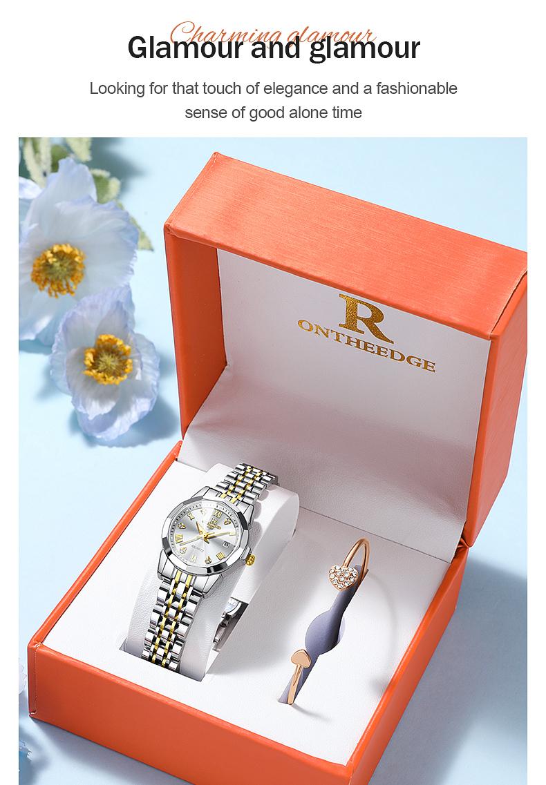 Elegant Women's Two-Tone Gold Silver Quartz Watch - Stainless Steel Wristwatch with Date, Roman Numerals, Luminous Hands, Luxury Business Casual Dress Watch, Perfect Gift for Wife Girlfriend Mom