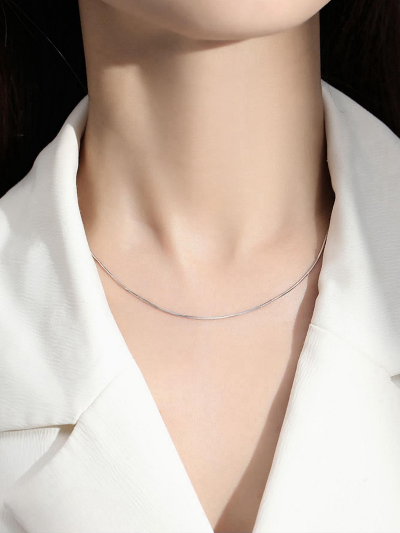 S925 Sterling Silver Simple Box Chain Design Necklace, Snake bone chain, Fashion Jewelry for Party, Daily Clothing Decor, Trendy All-match & Exquisite Jewelry for Birthday Gift