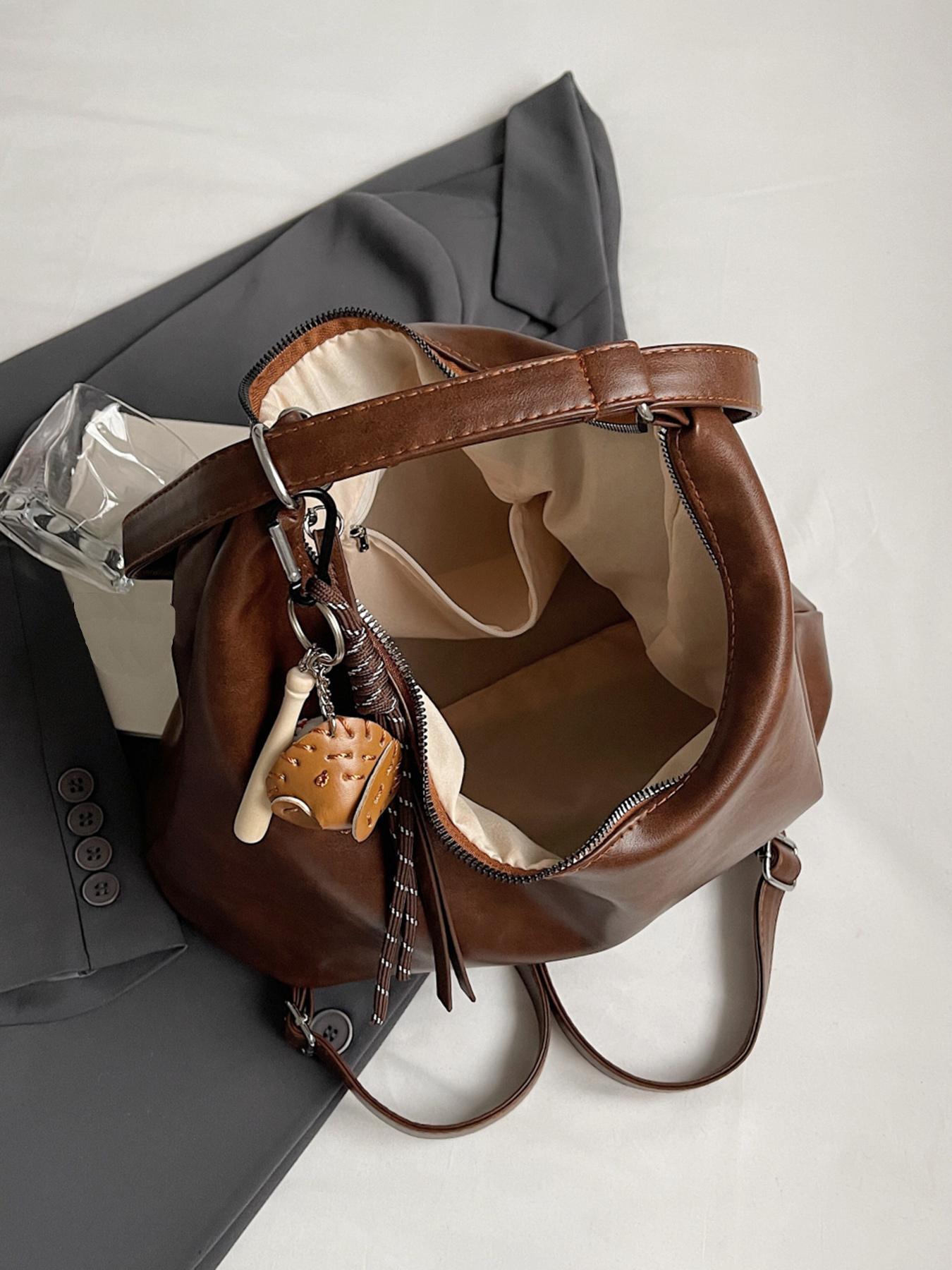 Large Capacity Tote Bag, Retro Casual Fashionable One-shoulder Crossbody Bag for College Students, Suitable for Short Trips, Elegant Commuter Bag