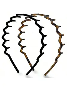 Zig Zag Headbands For Women Non Slip – Fashion Accessories For Slicked Back Styles - Comfortable Comb Headband With Teeth | Ideal Gifts For Women - Tortoise & Black Headband - 2 Pcs