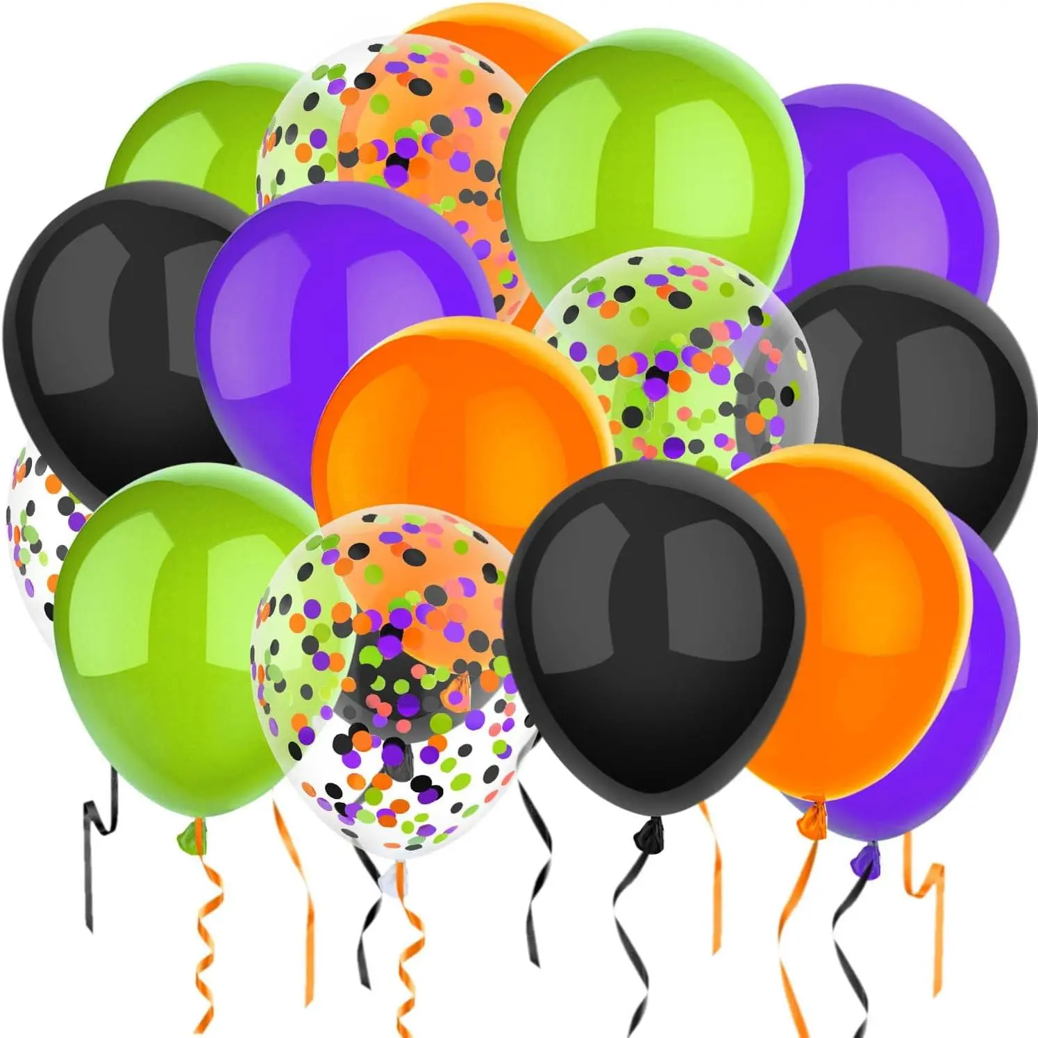 50 count 12 Inch Halloween Balloons Orange Black  Green Confetti Balloons for Halloween Trick or  Party Spooky  Party Bar Birthday Graduation Decoration