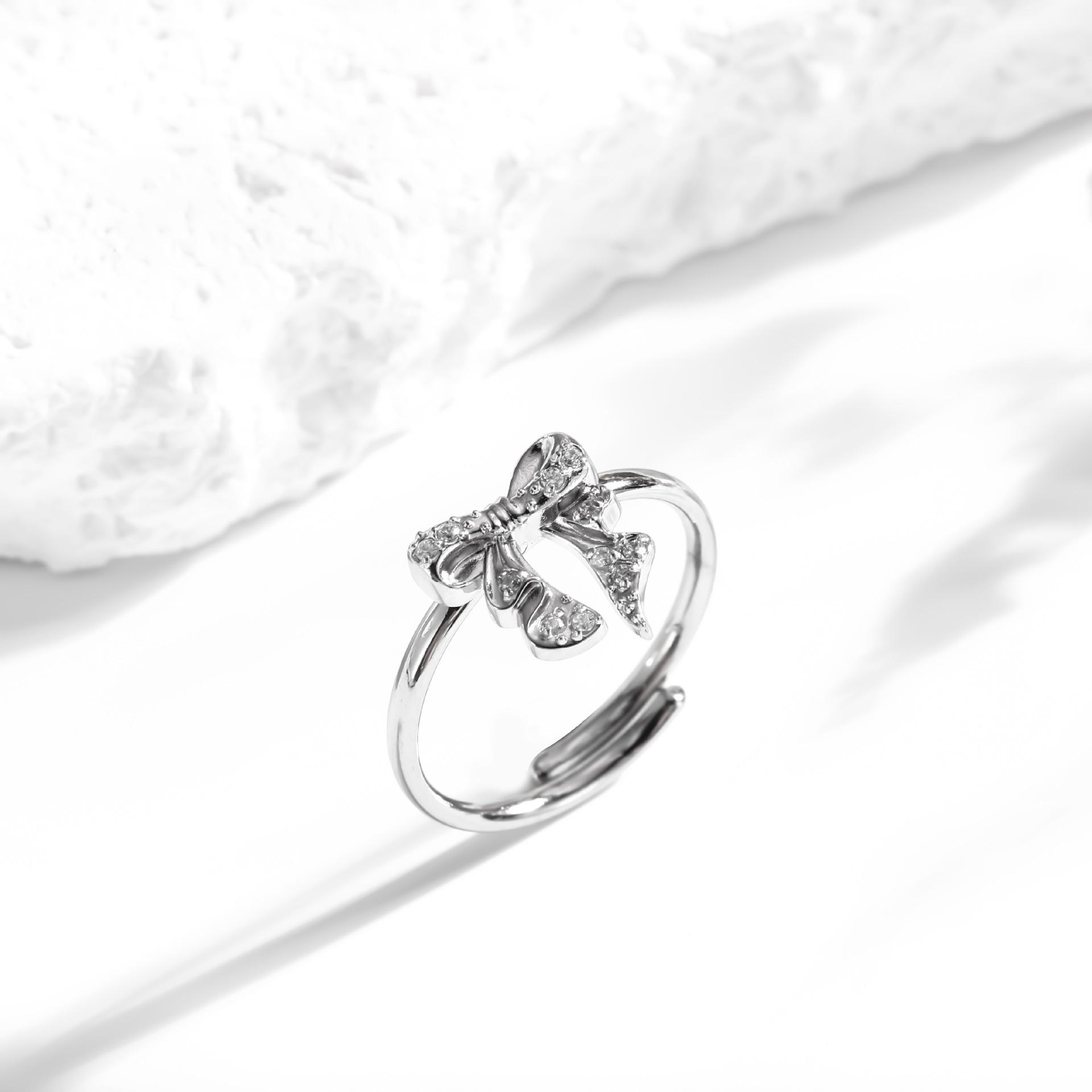 Mothers Day Gifts Bow Rings for Women Mother Daughter Cubic Zirconia Bow Knot Tie Ring Cute CZ Friendship Promise Stack Ring Anniversary Birthday Jewelry Gifts for Sister