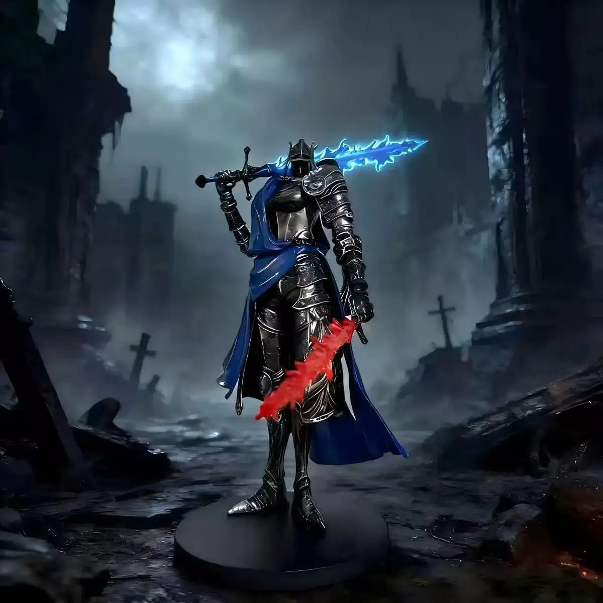Dark Souls 3 Figure, Dual Moon Knight Desktop Ornament, Soldier Model, Collectible Handmade Statue, Perfect Gift for Fans