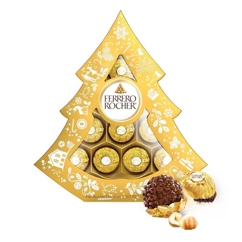 Ferrero Rocher, 12 Count, Premium Gourmet Milk Chocolate Hazelnut, Luxury Chocolate Holiday Gift, Individually Wrapped, 5.3 Oz