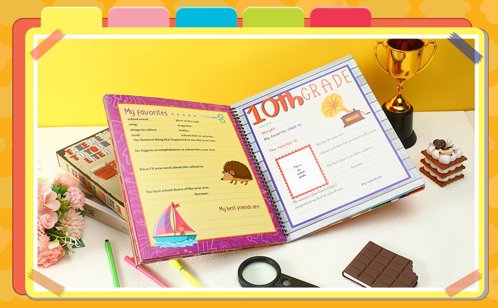 School Memory Book Preschool Back to School Gifts Keepsake for Scrapbook Photo Memories from Preschool Through 12th Grade with 14 Pocket for Storage Portfolio Every Grade Pictures Campus Back to School Season Supplies