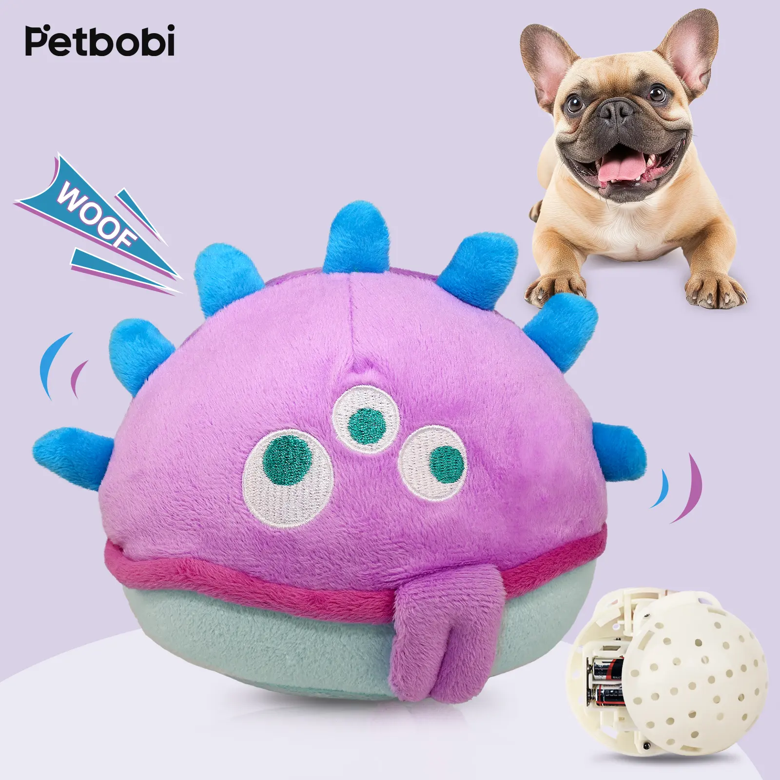 Interactive Dog Ball for Monster Plush Toy Shake Squeaky Crazy Bouncer Ball Battery Operated Toy for Small Medium Puppy Motorized Entertainment, Mystic Unicorn Bobby