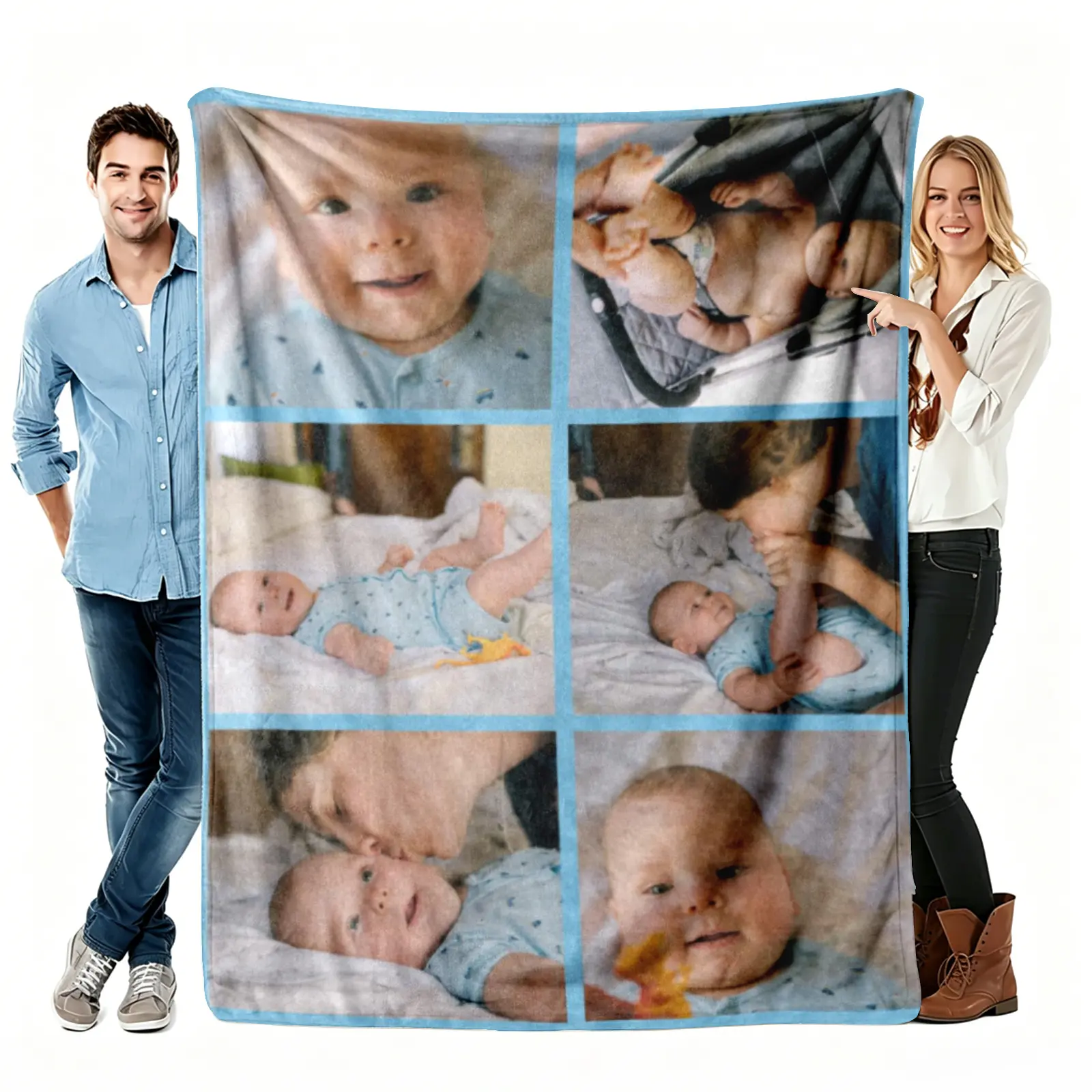 【Summer Sale Deals】Customizable Photo Collage Blanket - 6-Photo 6-Grid, Lightweight Wrinkle-Resistant Flannel, Multi-Size Throw, Wedding Keepsake, Birthday Gift for Best Friends, Home Decor