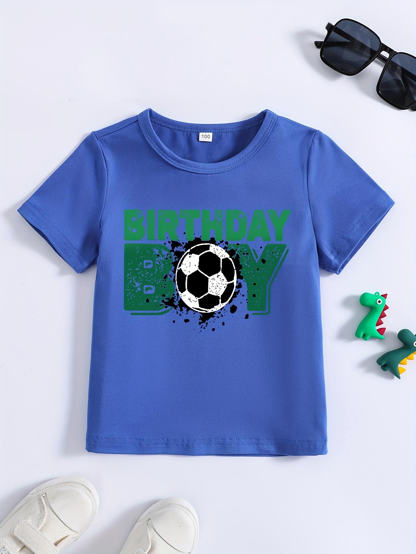 Boys' Summer Short-Sleeved "Soccer Loving Birthday Boy" Print T-Shirt