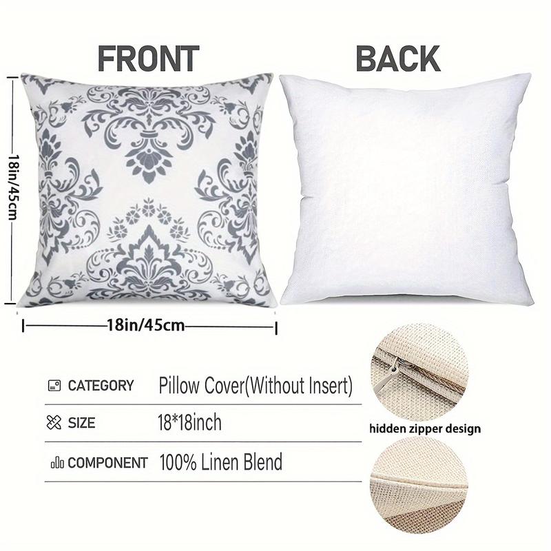 Modern Simple 8 Pack 2 Set Linen Throw Pillow Covers 18 X 18 Inch Geometric Print Gray White Line Pattern Square Cushions for Couch Patio Sofa Home Decor