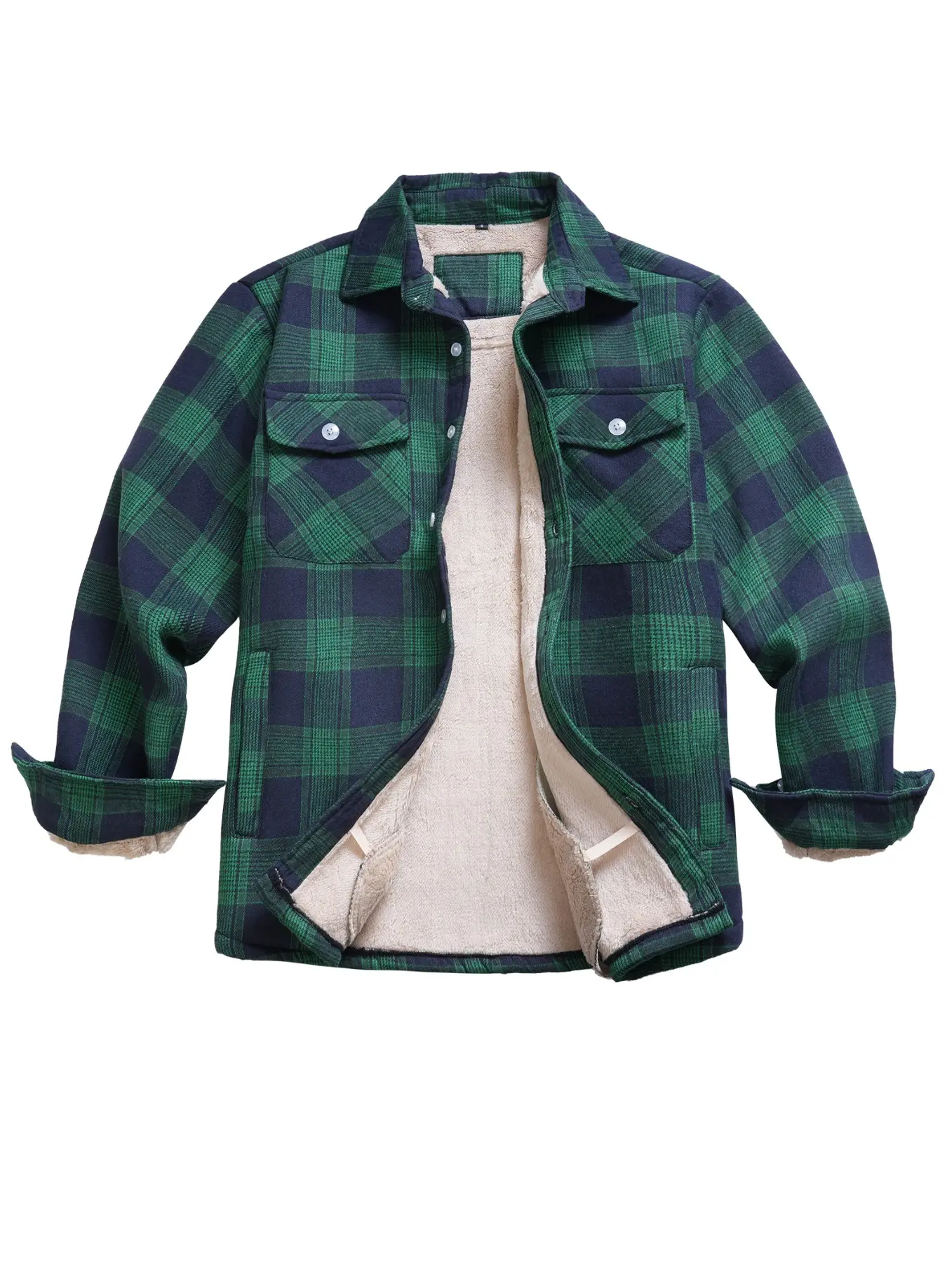 Men's Fall Winter Fleece Jacket, Plaid Flannel Shirt, Warm Lined, Casual Button-Up Coat, Perfect for Daily and Outdoor Wear
