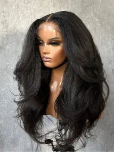 28-Inch Soft Yak Wavy Wig, 180 Density Lace Front, Pre-Styled Baby Hair, Suitable for Women, Daily Use, 13x4x1, Synthetic Lace Wigs