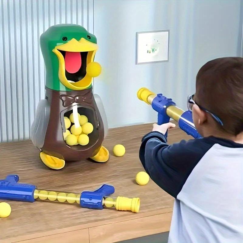 Hungry Duck Feeding Game Set (includes 12 sponge balls and air gun) -- Indoor and outdoor shooting toy, enhances parent-child interaction, party game, develops hand-eye coordination and motor skills, suitable for outdoor play (ideal gift)