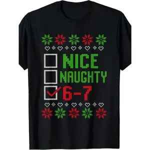 3-13Y 6-7 Meme Nice Naughty 67 Christmas Brain Rot Funny Graphic T-Shirt, Sizes 120-160 for Older Children And Teenagers