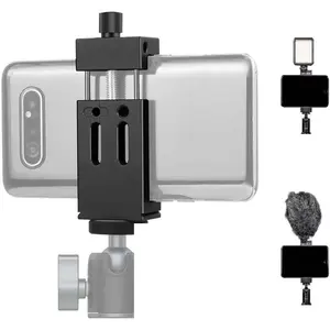 Metal Phone Tripod Mount with 3 Cold Shoes & 1/4" Arca Port,360°Rotation Cell Phone Tripod Adapter for Phone Stand Holder, Compatible for   and Other Smartphone