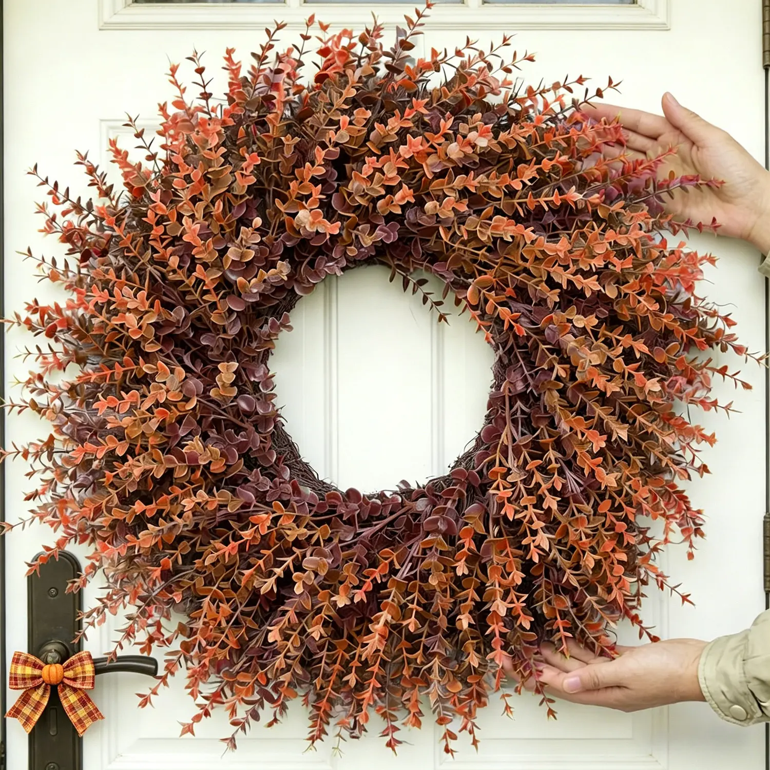 Boxwood Money Leaf Thanksgiving Wreath for Front Door. Matches all home styles, year-round use, fade & deform resistant, adding constant vitality and warmth to your space.