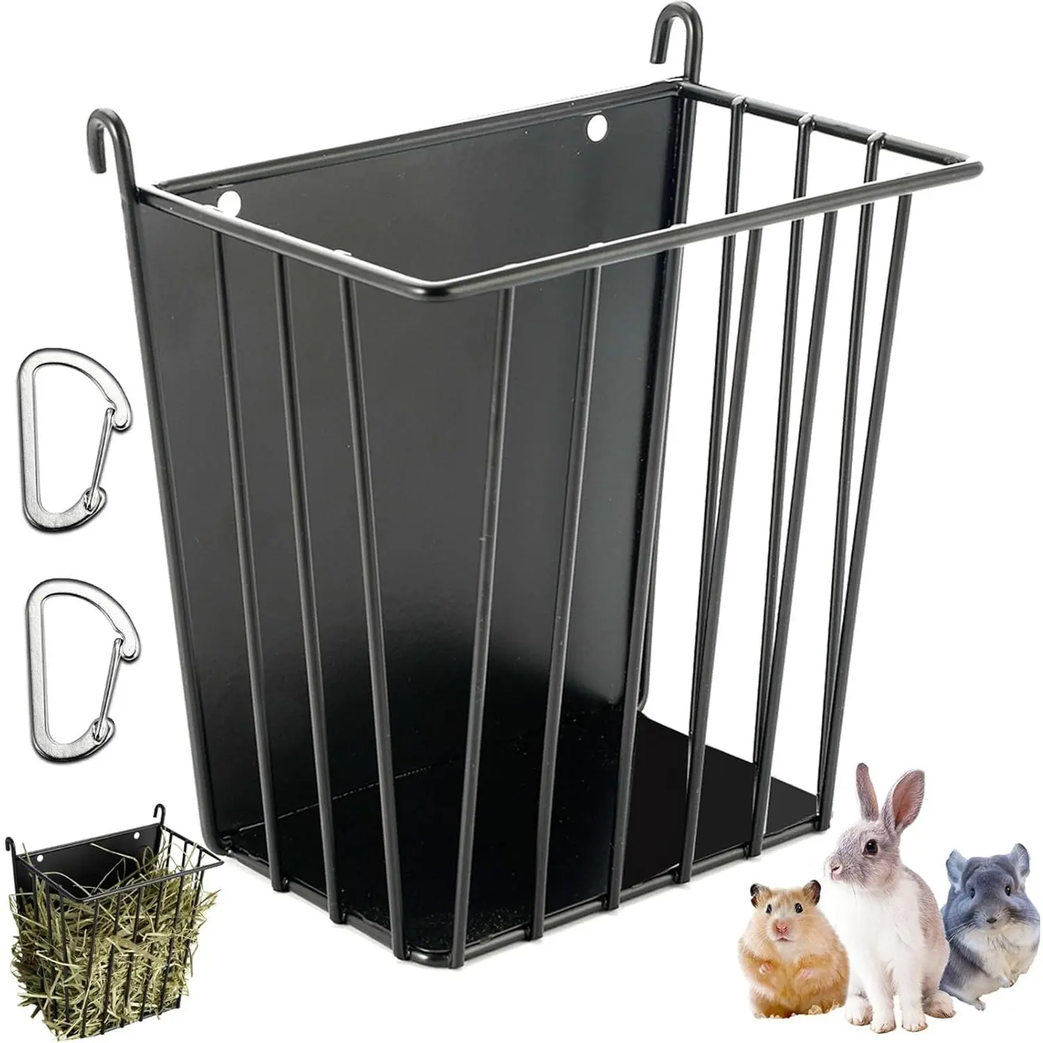 Upgrades  Hay Feeder - Guinea Pig Hay Feeder - Metal Frame Hay Rack with Adjustable Hook - Less Wasted - for Guinea Pigs - Chinchilla Bunny Cage Accessories - Bunny Feeder