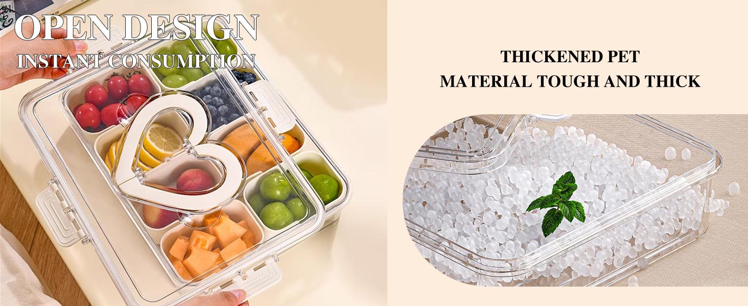 Snackle Box Container,8 Snack Bowls Portable Serving Tray Snack Box with Lid and Handle,Snack Containers Snackle Box Ideal for Veggies, Fruit, Candy, Party, Nuts, Essentials (1Pack-Snack Bowls-Cream)