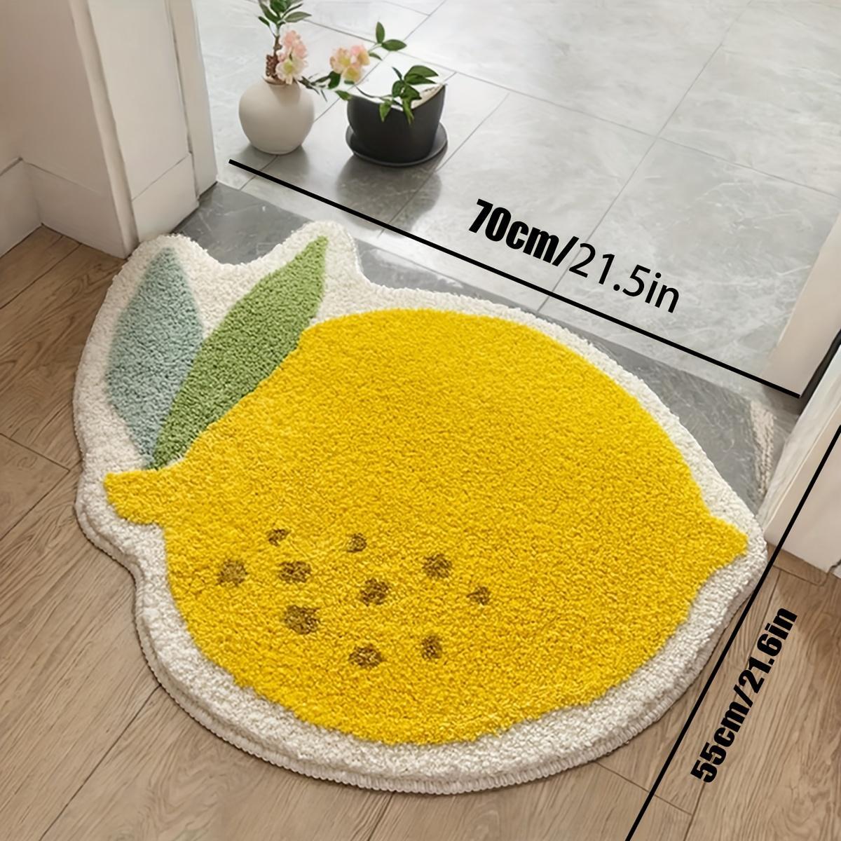 Lemon Fruit Plush - Soft Thick Cushioned with Lemon Slice, Machine Washable Non-Slip Absorbent Carpet Suitable for Bathroom, Bedroom, Kitchen, Entryway - Thick Plush Texture (19.7x24.4 Inch)