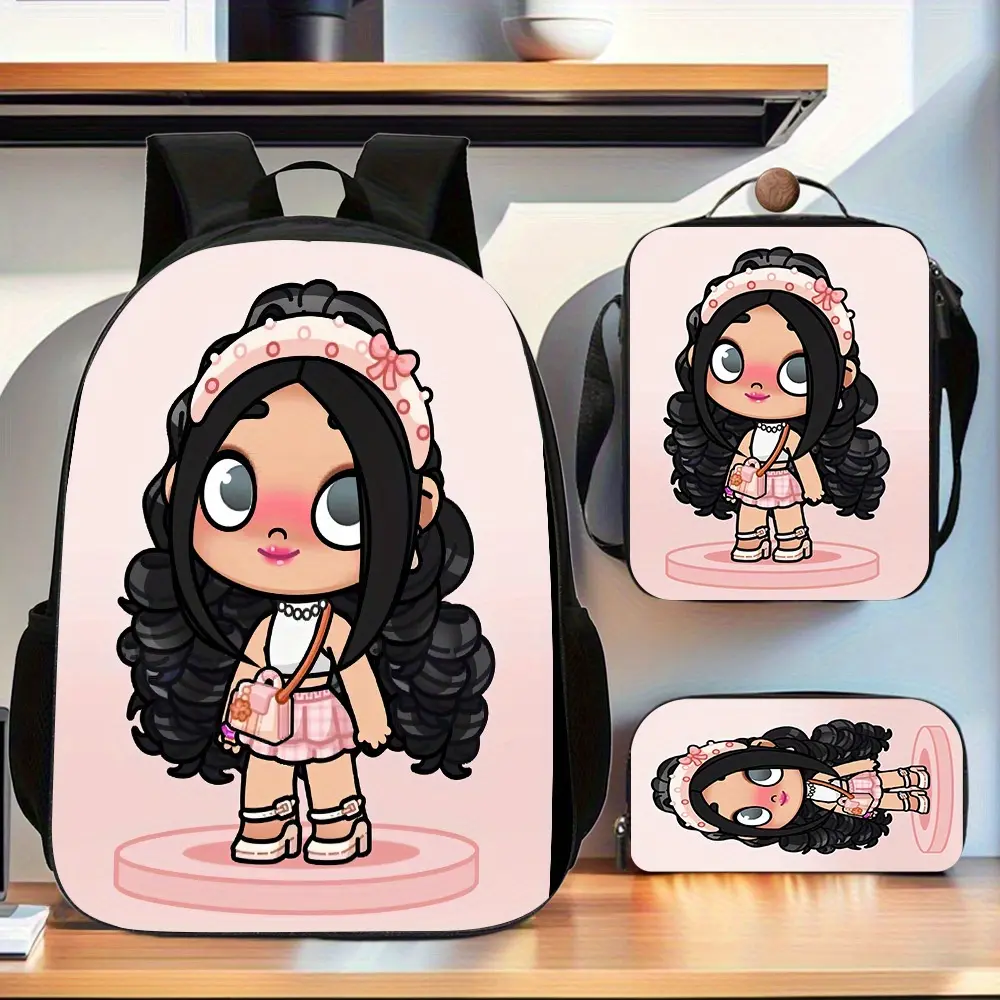 3pcs Avatar World Backpack Set - Back to School Haul School Supplies, 1 Crossbody/Shoulder Bag, 1 Pencil Case, Vibrant Preppy Chic Athletic, Ultra-Lightweight, Adjustable Straps, Polyester Lining, Secure Zipper Closure, Friend, First Day Of School