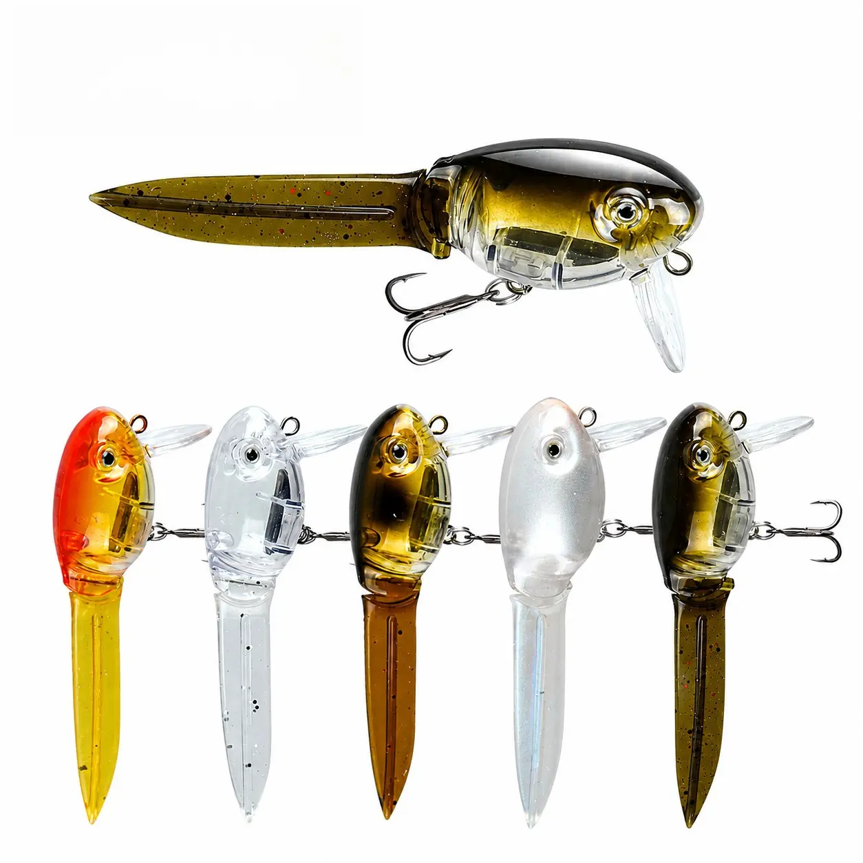 DeepJaw Outfitters Bionic Floating Tadpole Hard Lure with Soft Wiggle Tail, Balanced 8g Weight for Smooth S-Curve Swimming, Versatile Topwater Hard Tackle Targets Freshwater Predator Bass simulation fishing