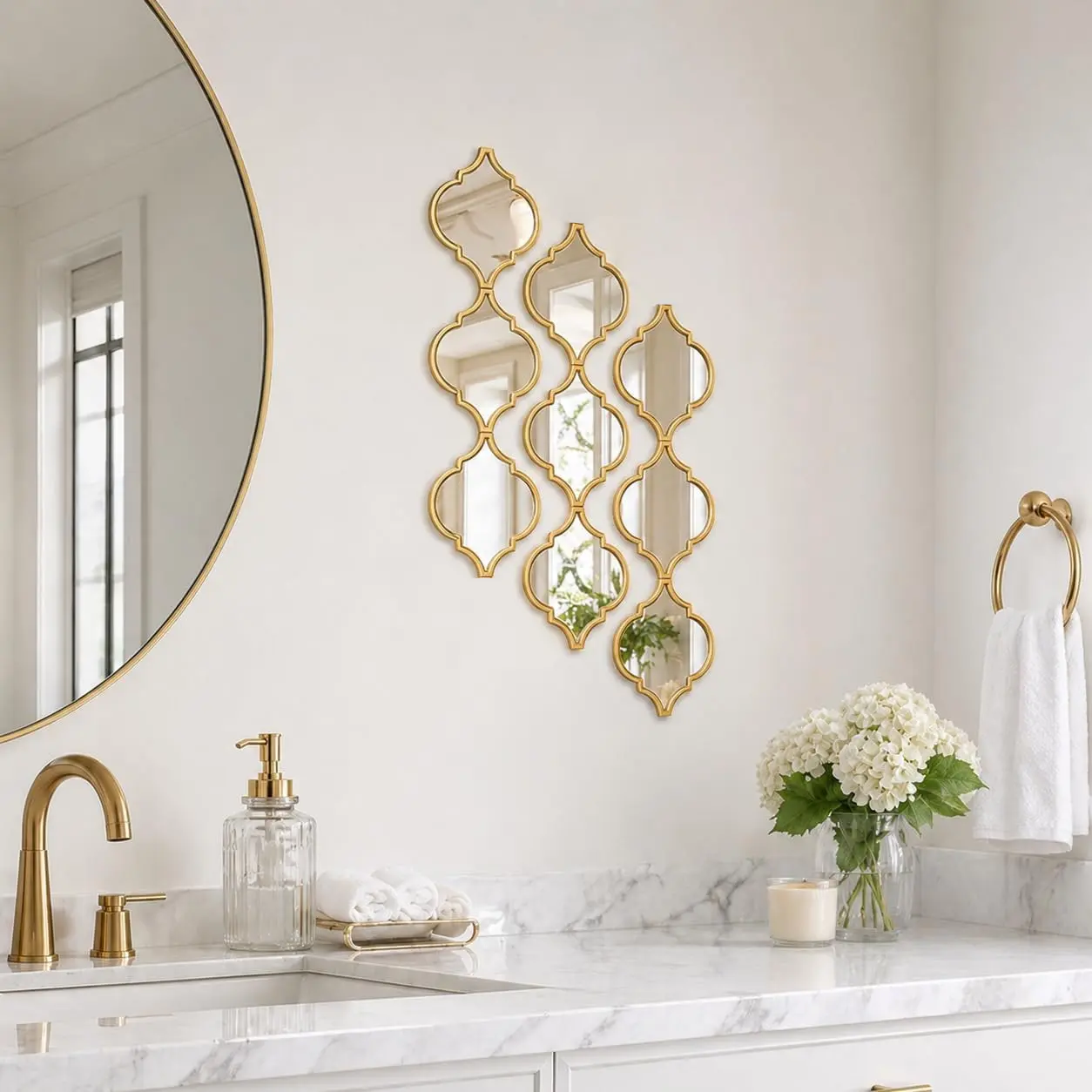 Moroccan Style Acrylic Hanging Decorative Wall Mirror Set 9/12 Pcs, Irregular Bohemian Art Decor, Ideal for Bathroom, Living Room, Hallway & Gifting