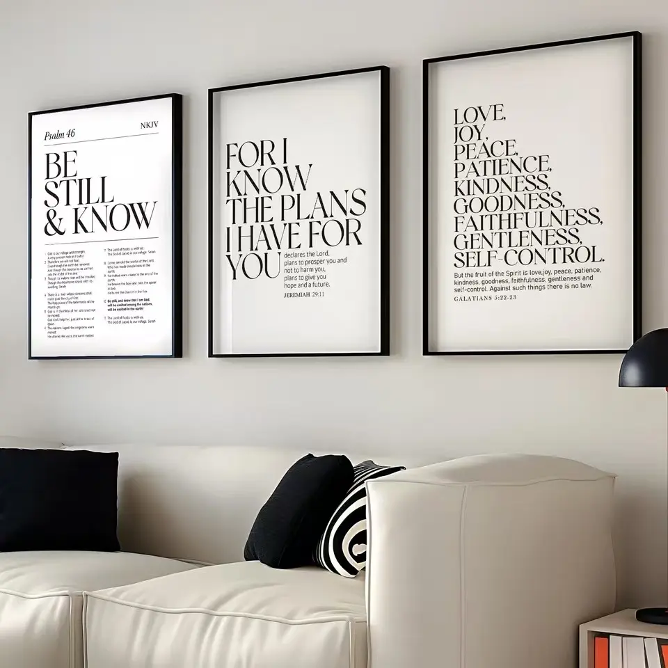3pcs Christian Bible Scripture Wall Art Mural Art Prints Frameless Canvas Posters Prayer Room Living Room Bedroom Home Decoration Gifts