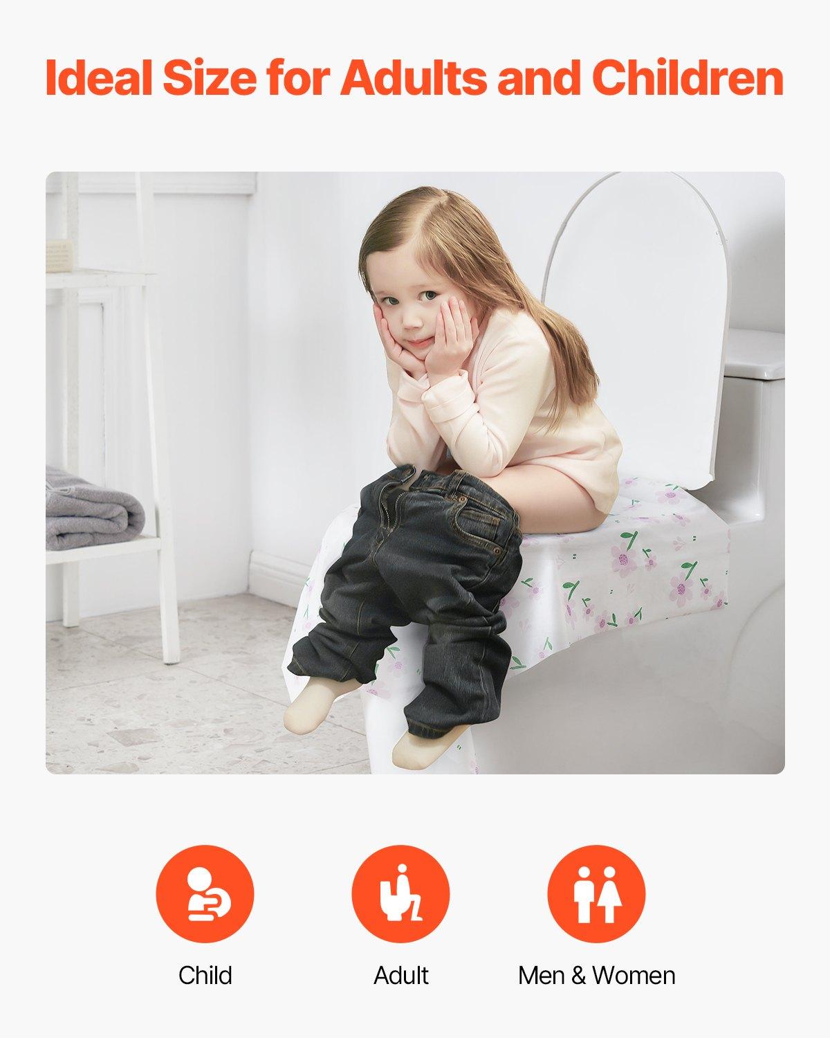 VEVOR Toilet Seat Covers Disposable, 4 Pack Extra Large Waterproof Potty Cover, 20 Pieces Portable Disposable Potty Training Toilet Seat Covers, for Adult, Kids, Travel, Public Restroom & Airplane