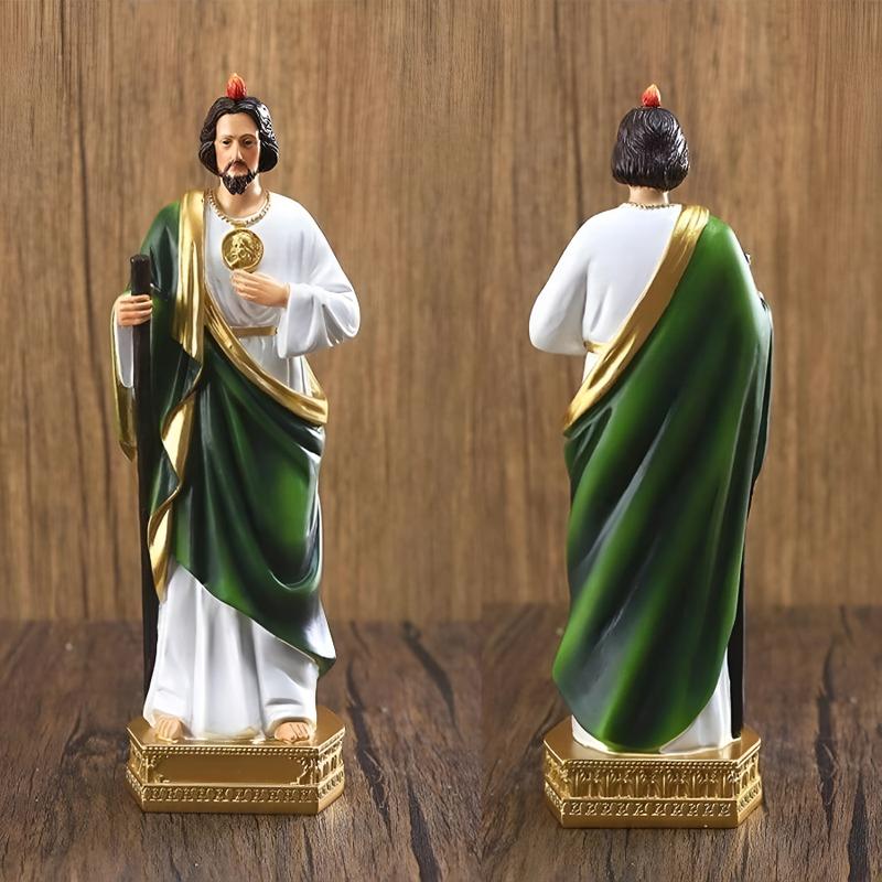 8.5 Inch Religious Resin St. Jude Tadeo Statue – Colorful Catholic Prayer Statue for Home Worship, Devotional Figurine for Believers, Collectible Religious Decor Mini Faith