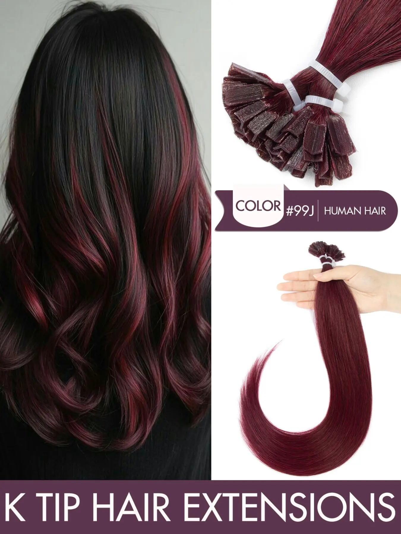 K-tip Real Human Hair Extensions for Women, 12-22 Inch, 30g 50 Strands Keratin Bonded Tip Hair Extensions, Adds Length for Long Straight Hair, Perfect for Daily, Party & Wedding Hairstyles