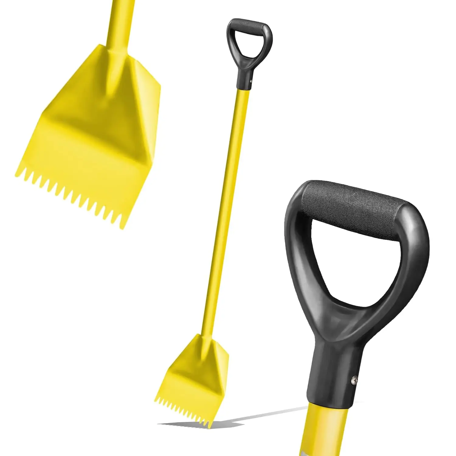 Shingle Shovel Stripper 47.5 in - Roofing Tear Off Tool & Nail Remover, Heavy Duty Steel D-Handle, Yellow