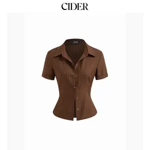 Cider Polo Collar Texture Button Up Shirt SummerFinds