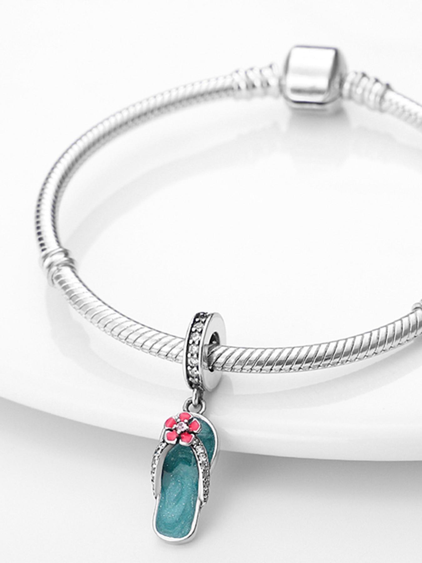 Fashion Flower & Slipper Design Charm, Fashionable Cute Charm for Bracelet & Necklace for Women & Girls, Trendy All-match & Exquisite DIY Jewelry for Birthday Gift