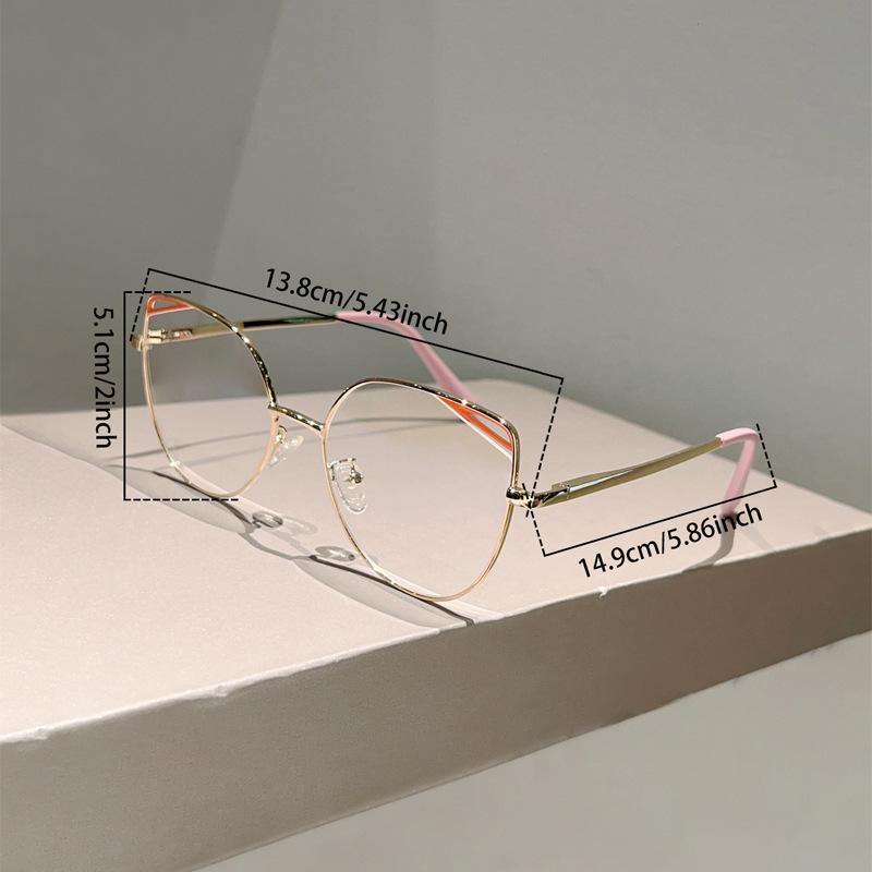 High quality cat eye hollow metal eyeglass frame fashion simple anti blue light glasses for women Computer goggles flat lens