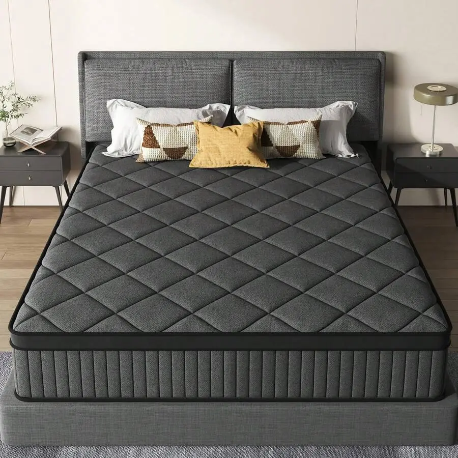 10" Hybrid Mattress,  Medium-Firm, Memory Foam And Pocket Springs, Ergonomic Design Cooling Mattress Pressure Relief, Strong Edge Support, Black