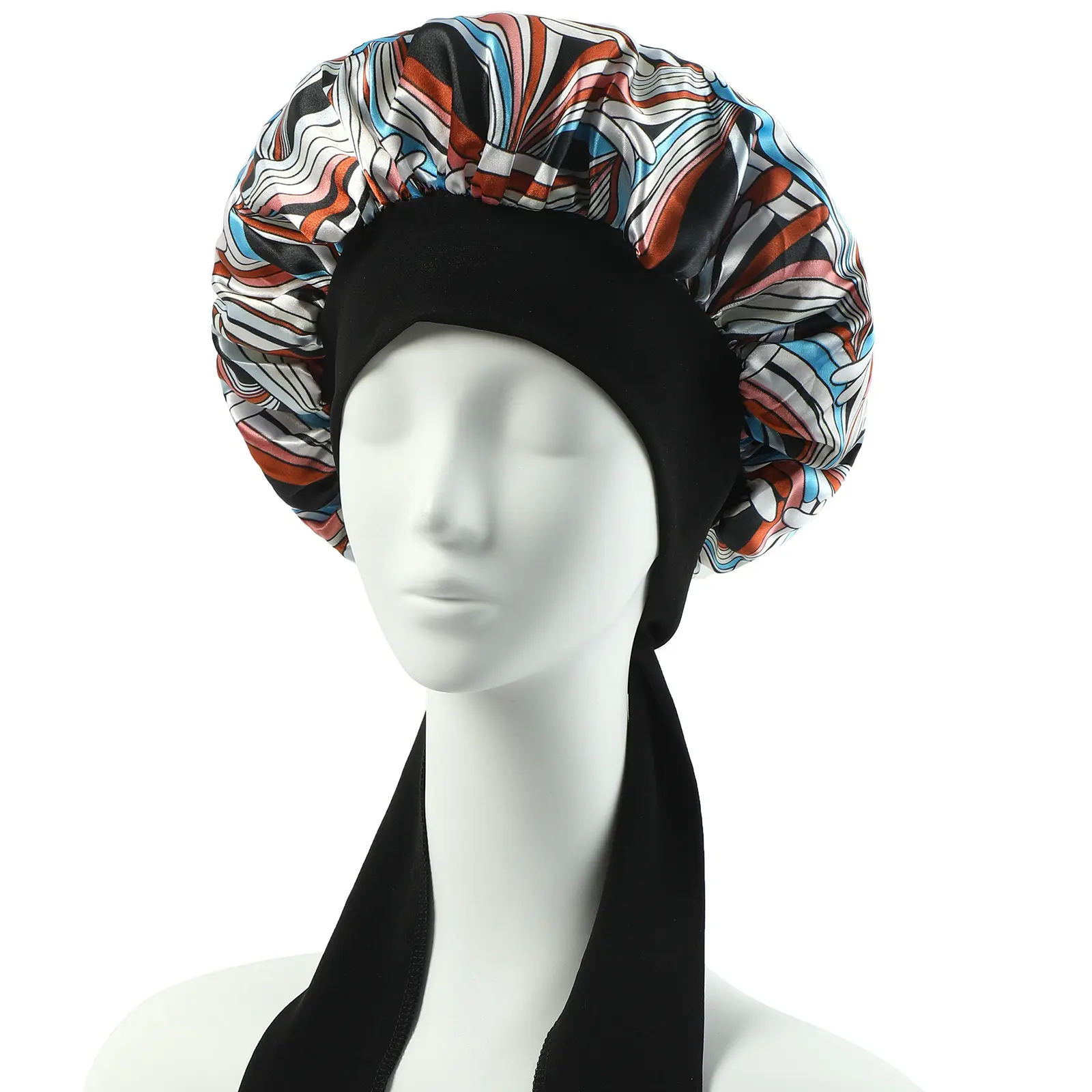 Women's Satin Turban Sleep Cap with Large Bow, Solid Color Bonnet for Maternity Night Hair Care