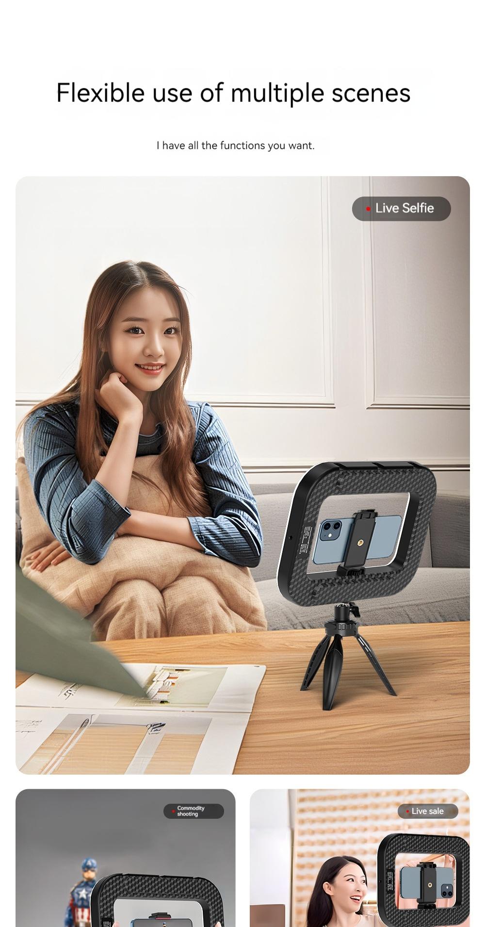 New Handheld LED Rechargeable Fill Light Portable Mobile Phone Live Broadcast Photography Desktop Selfie Light