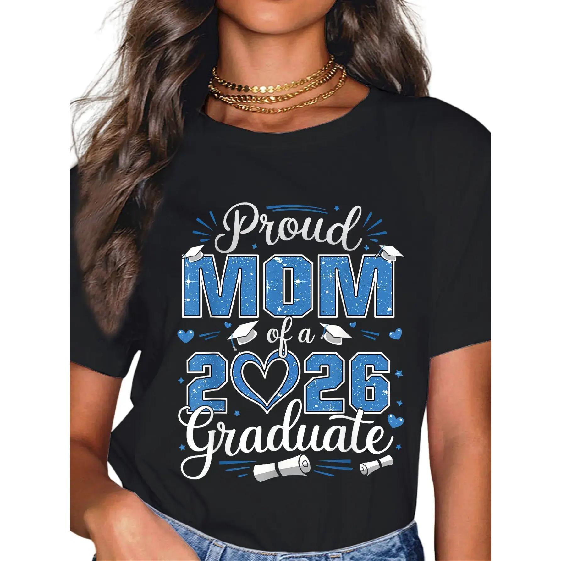 cotton gift T-shirt for mothers of 2026 graduates and mothers of 2026 senior students. Crew neck breathable top.
