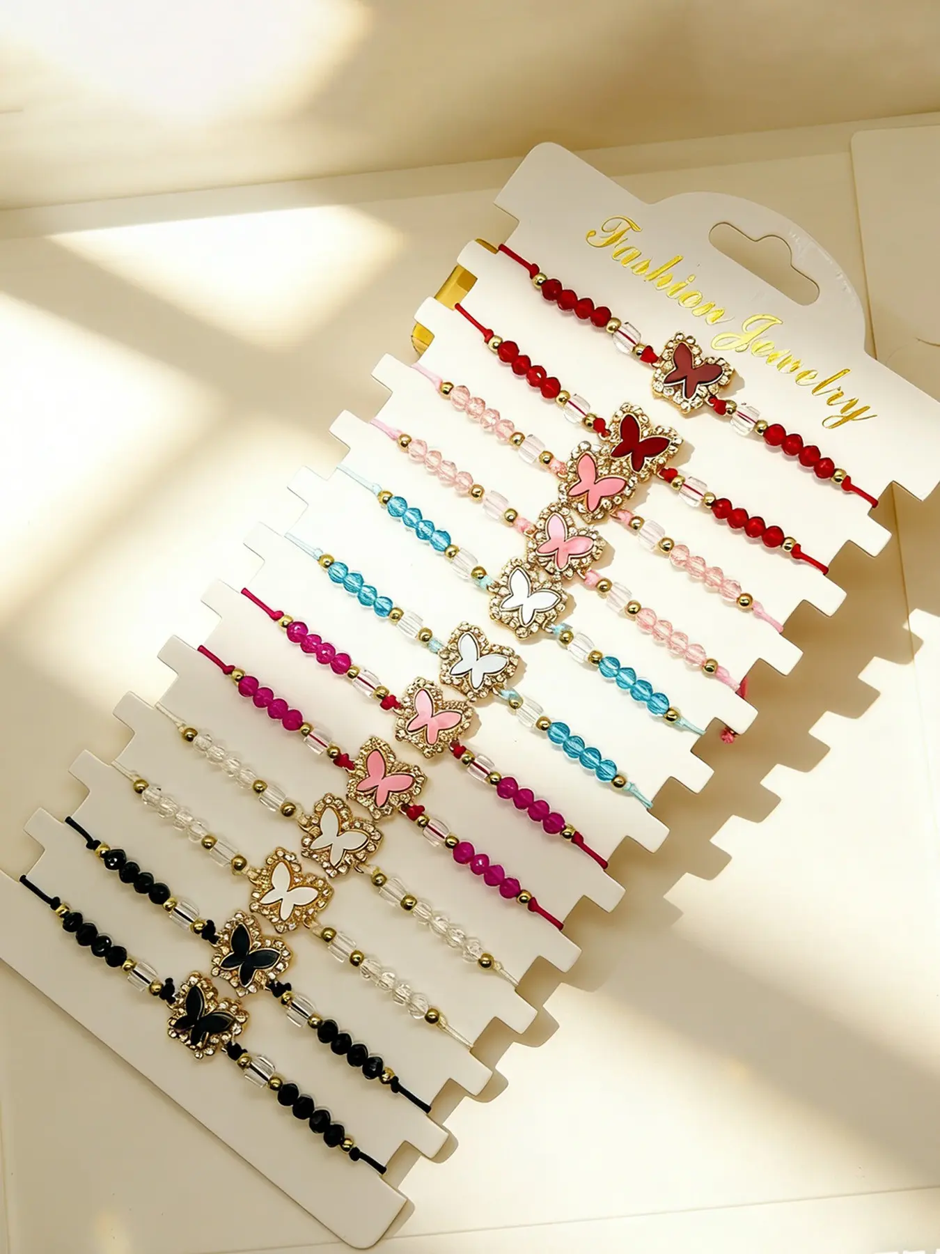 6/12pcs Cute Butterfly Hand Chains, Adjustable Beaded Bracelets, Y2K Jewelry Set, Friendship & Couple Bracelets, Women's Fashion Accessories