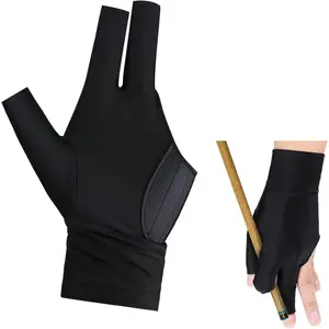 Pool Glove Left Hand Billiards Glove Three Finger Pool Cue Gloves Breathable Elastic Billiard Glove Billiard Accessories  Glove for Women or Men, Black
