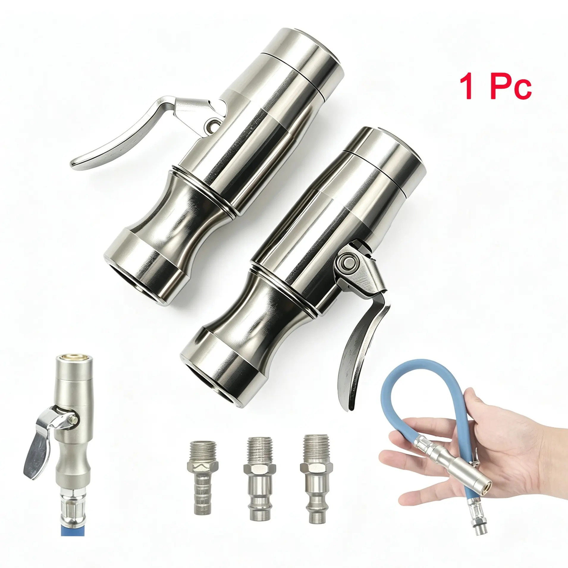 Tire Clamp Holder, Self-Locking Stainless Steel Tire Valve Stem, Dual Tooth Tire Air Valve, Tire Pressure Gauge Hose Adapter