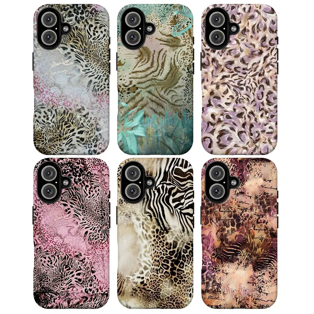 Vintage Boho Mixed Animal Skin Collage Phone Case, Grunge Wild Pattern Art Protective Phone Cover, Trendy Western Vibe Cover For iPhone 18 Pro Max 17 16 15 14 13 12 11 for Samsung S21 S22 S23 S24 S25 S26 Phone Case