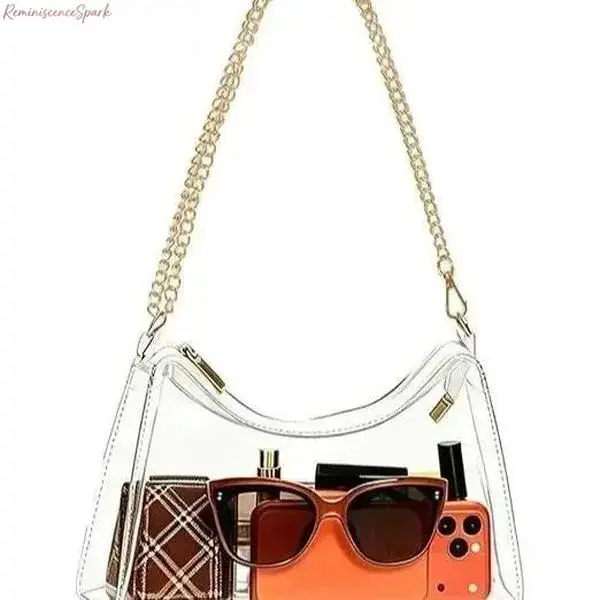 Clear Crossbody Bag for Stadium Events, Small See-Through Shoulder Purse with Adjustable Strap, Lightweight Durable Hands-Free Handbag for Concerts, Sports Games, Festivals and Travel