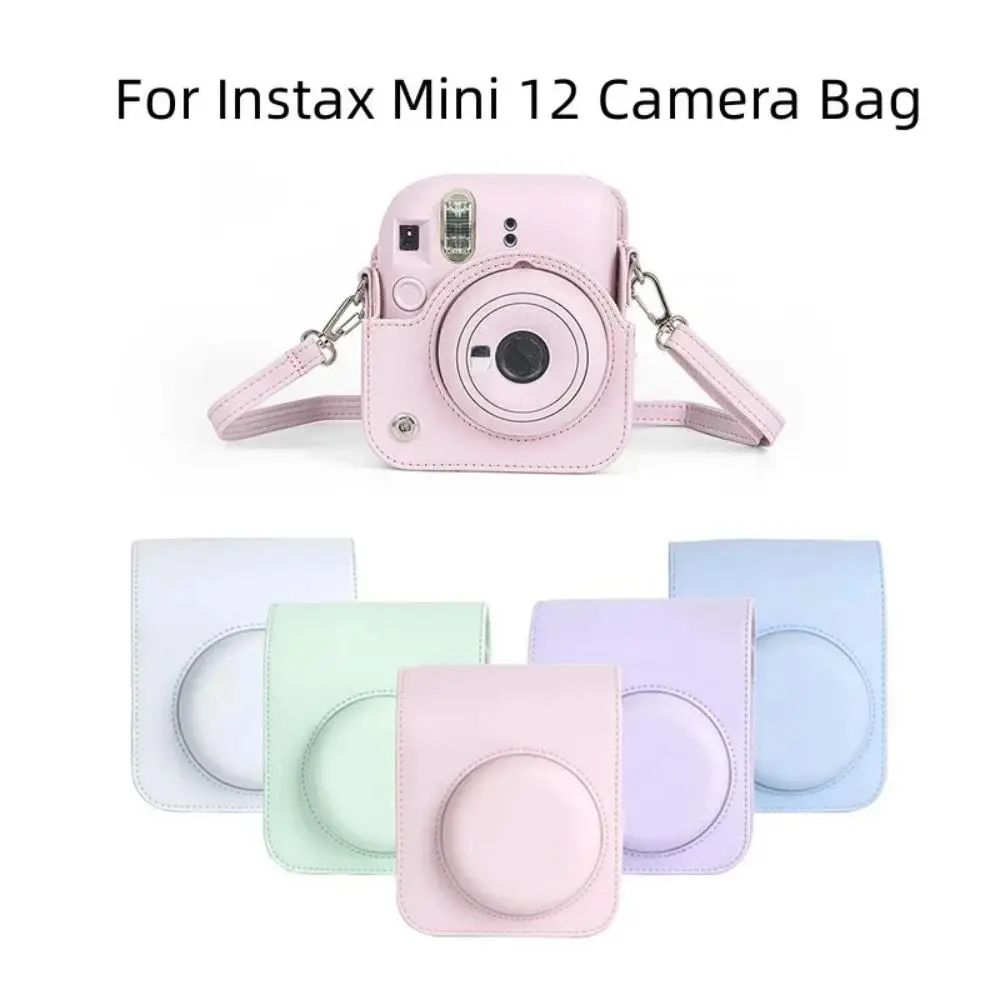 For Instax Mini 12 Camera Case PU Leather Soft Protective Case Trave Bag for Fujifilm Film Camera Bag with Shoulder Strap