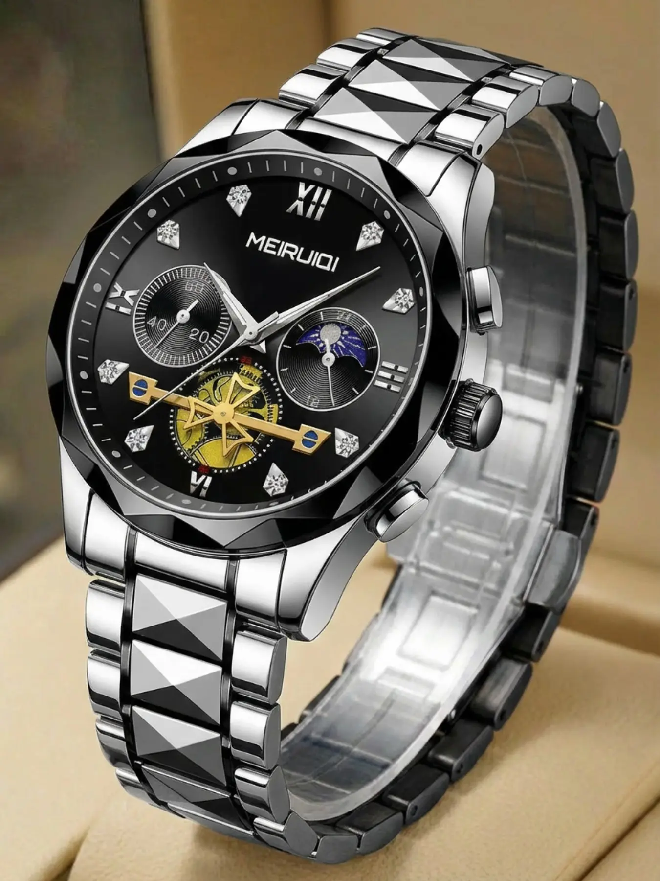 A popular men's multifunctional dual calendar waterproof night light high-end business fashion casual quartz watch Quartz Wristwatches