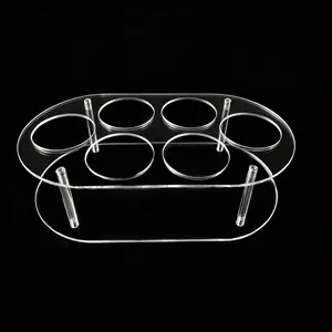 Acrylic 6-Hole Anti Spill And Anti Tipping Cup Holder Double-Layer Detachable Beverage Bottle Storage Rack Sturdy And Stable Mold Proof And Anti Tipping Car Cup Holder Coffee Cup Beer And Cola Water Bottle Desktop Bar Storage Cup Holder