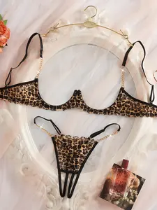 Women's Lingerie Set, Lace Trim, 1/4 Cup Cutout Design, Sexy Transparent Breathable Bra, Adjustable Straps, 2-Piece Set for Dates, Parties, Gifts